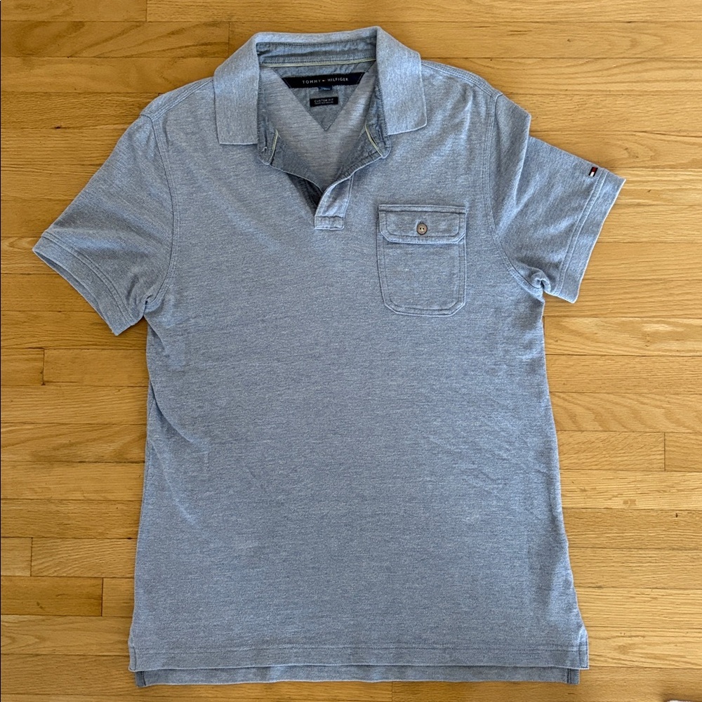 Men Tommy Hilfiger Blue Polo Shirt with Pocket Sz.M
